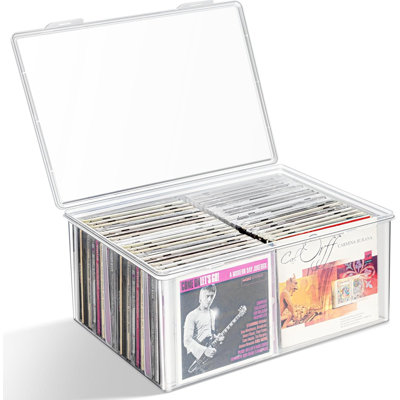 Boîte de rangement pour CD, range-CD empilable en plastique transparent