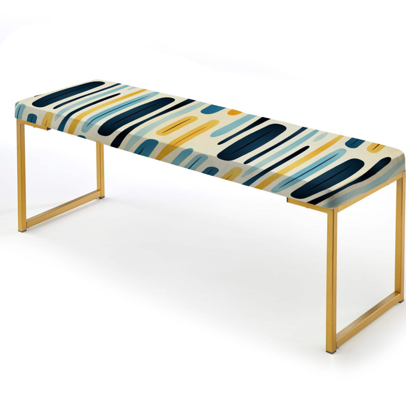 Banc rayé rembourré or, Blue And Yellow Striped