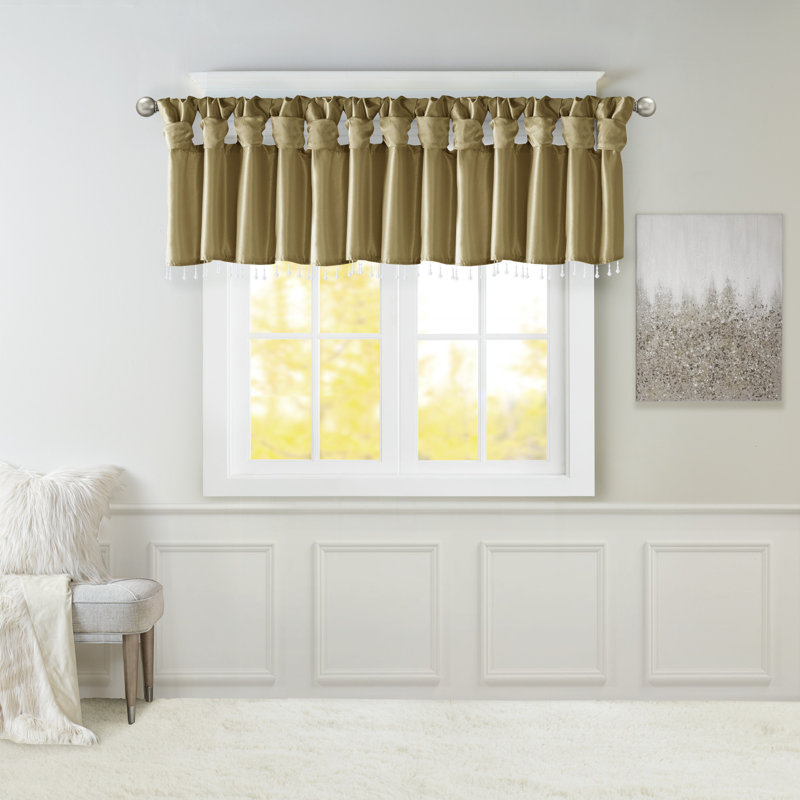 Cantonnière simple avec passepoil torsadé en soie synthétique légère légère 50 x 26 po Karlita, Bronze