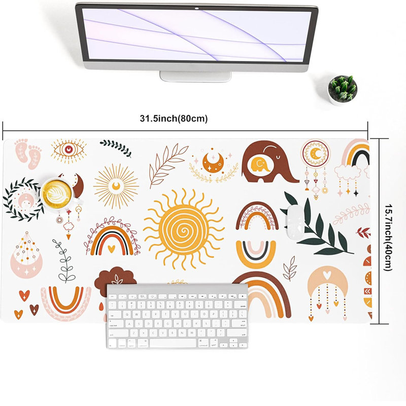 Boho Cute Desk Pad, Computer Keyboard Mat for Work,31.5" x 15.7"