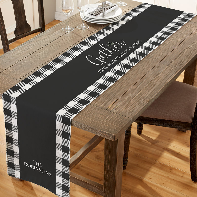 Checkered Christmas Table Runner, 120" x 16"