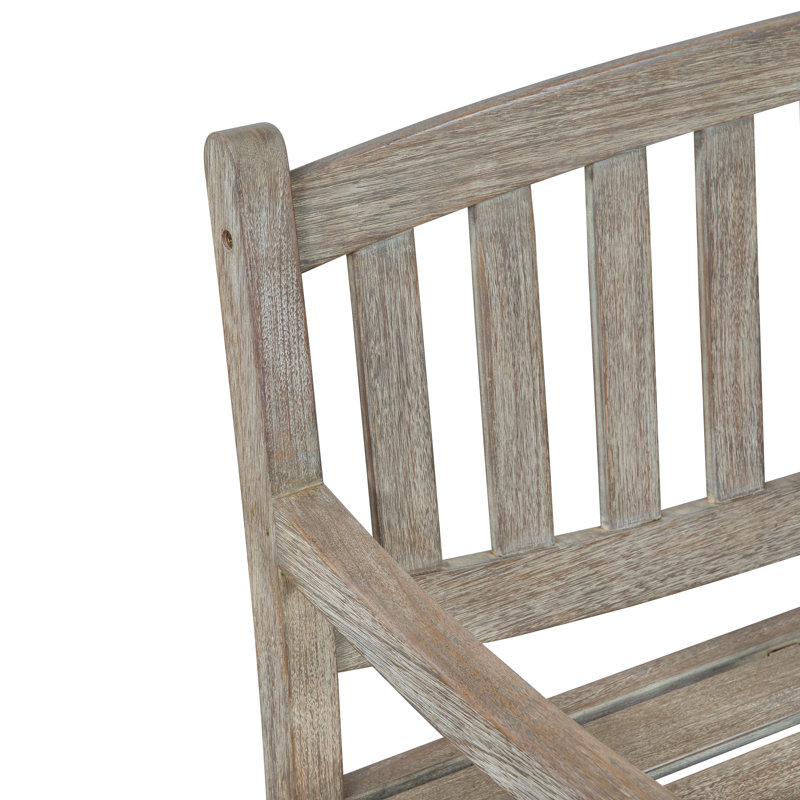 Banc d'extérieur en bois massif avec dossier et accoudoirs Eileen