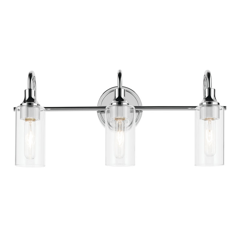 23" 3-Light Vanity Light with Clear Glass, Chrome