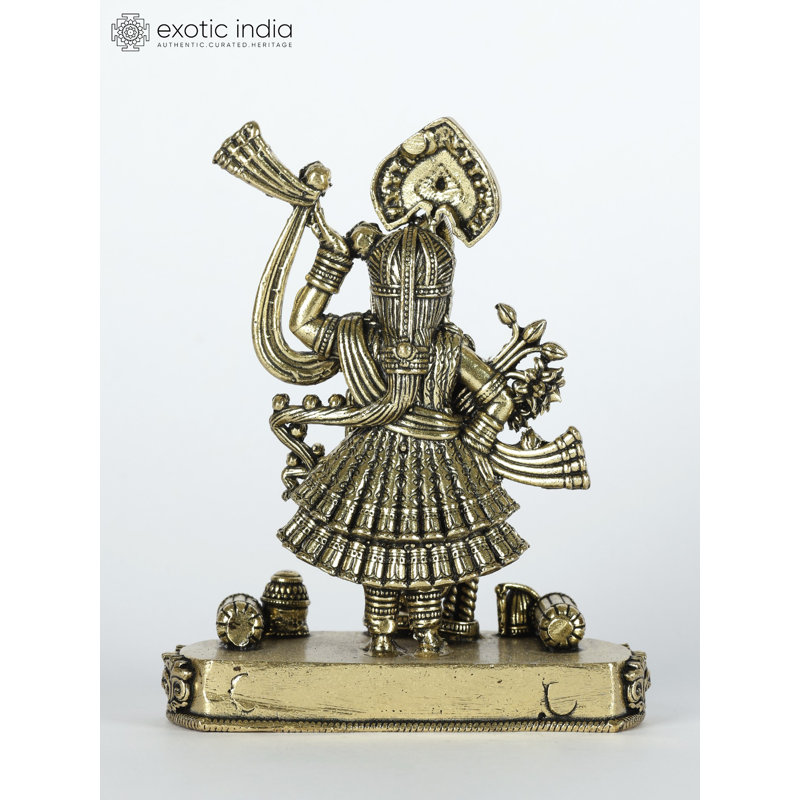 4 petites statues Shrinathji en laiton doré 