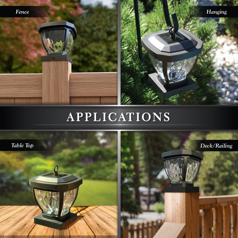 Manchester Dark Bronze Solar LED Outdoor Post Cap Light with Water Glass