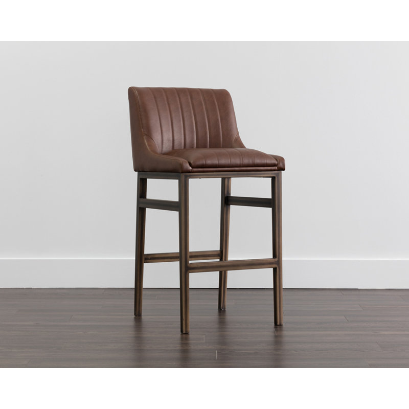 Hubner Upholstered Counter Stool with Metal Frame - Brown, Bravo Cognac Seat/ Dark Brown Frame, Bar Stool (30" Seat Height)
