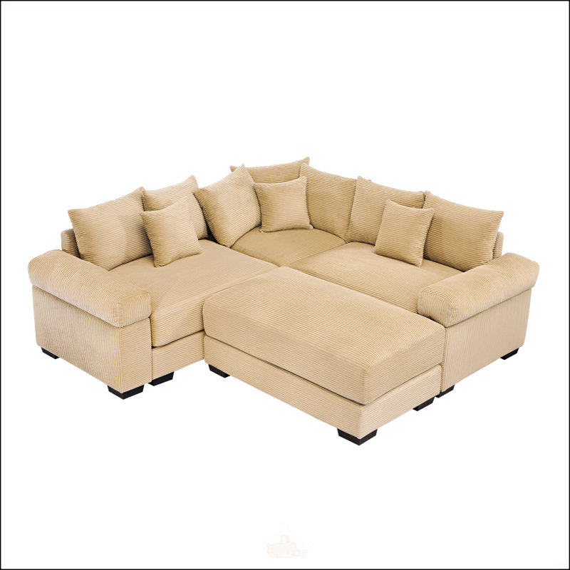 Canapé modulaire surdimensionné Cloud, H 34,2 po x l 79,1 po x P 79,1 po, Velours côtelé chameau