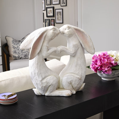 16 " Resin 'Wood' Bunny Heart Couple