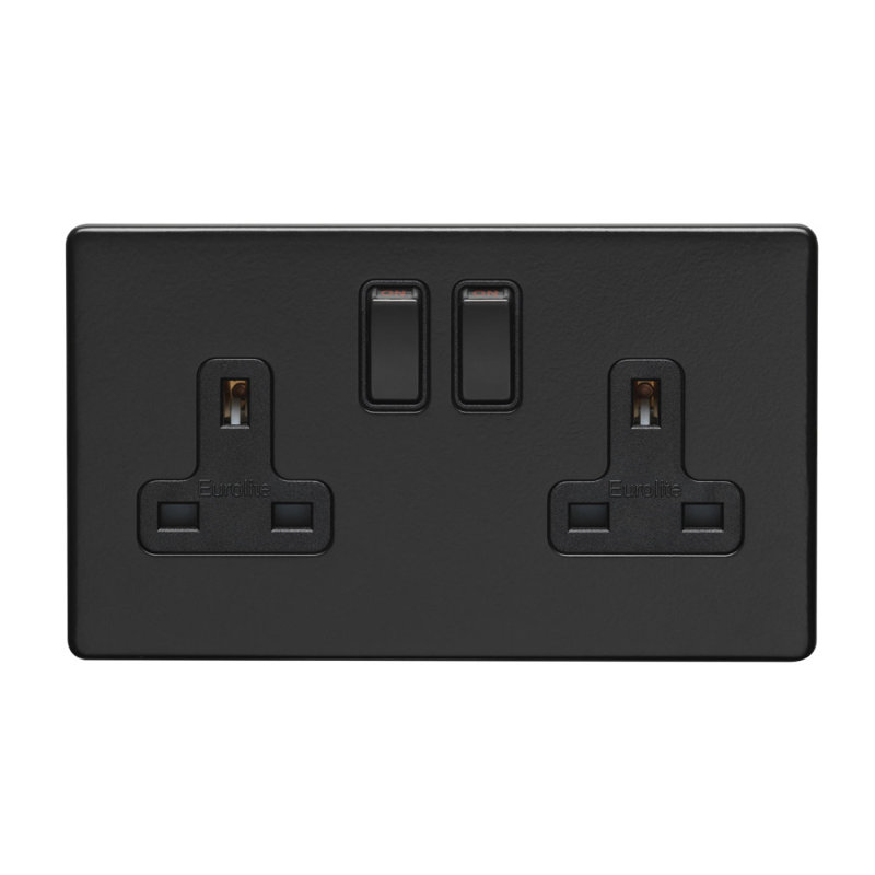 Wall Mounted Socket, Matt Black