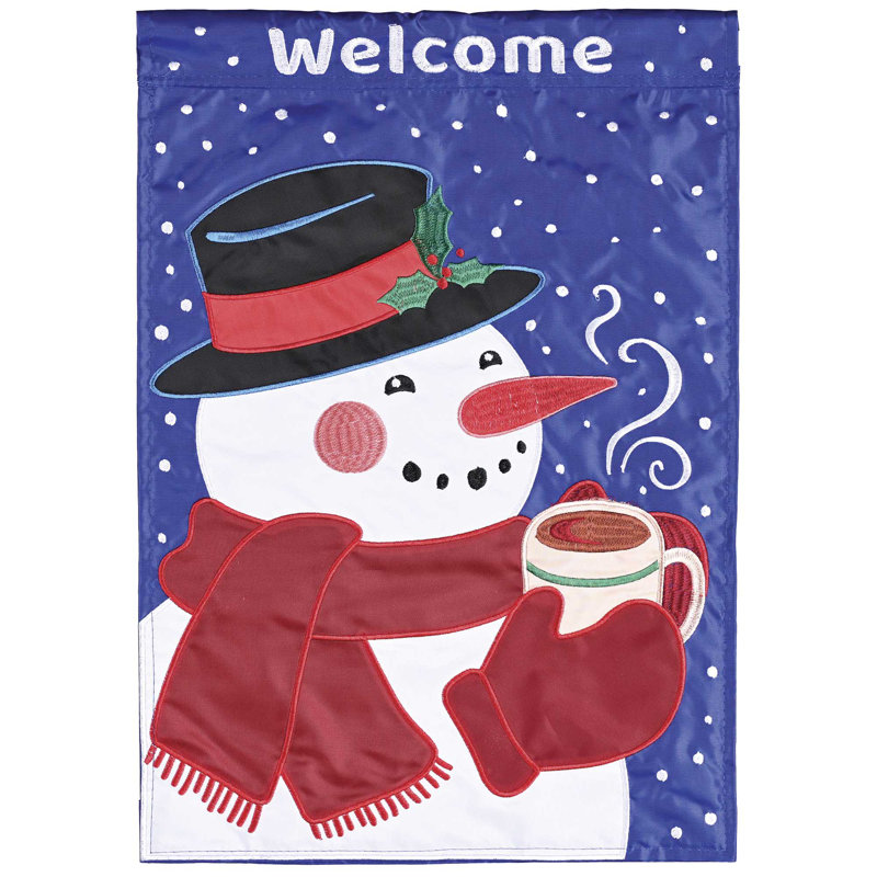 Drapeau de jardin bonhomme de neige chocolat chaud