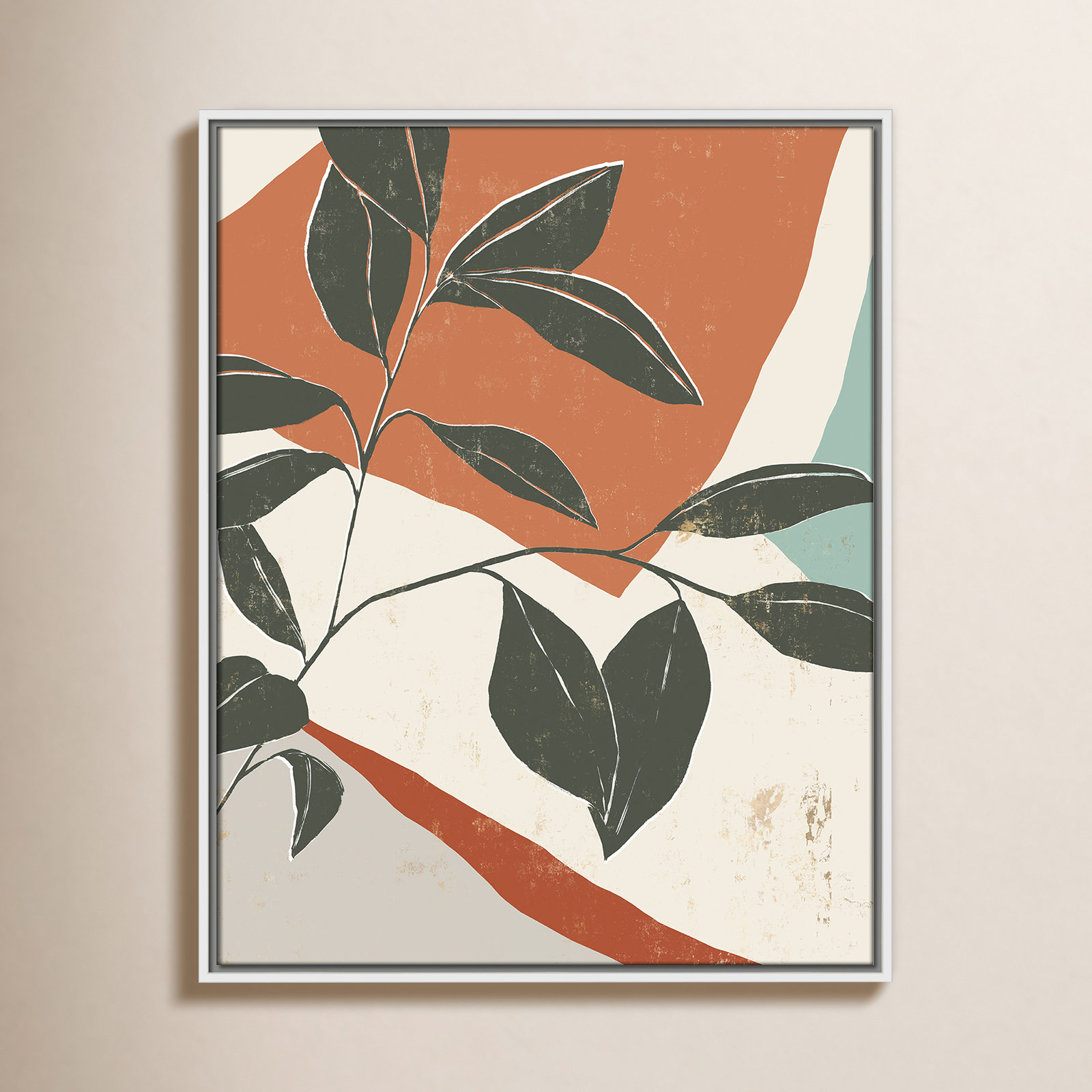 Cutout Leaves "Cutout Leaves I" Print, 29.5" H x 23.5" W x 2" D, White Framed
