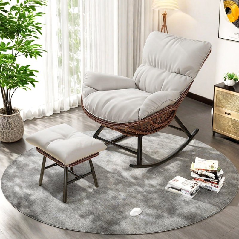 Chaise berçante décontractée Home, Brun foncé, Beige