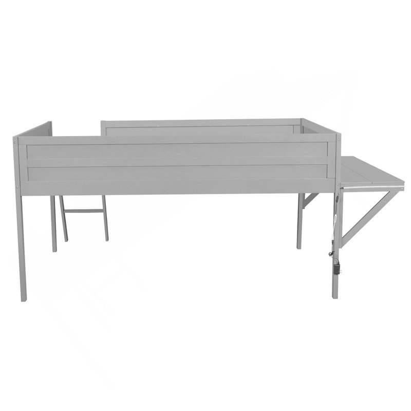  Lit mezzanine Gaming avec bureau et DEL, gris, Lit double
