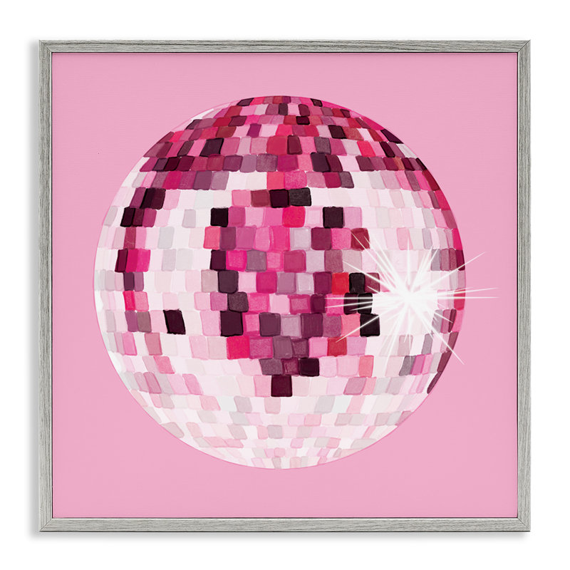 Boule disco rose éblouissante, H 17 po x l 17 po x P 1,5 po, Estampe numérique Farmhouse