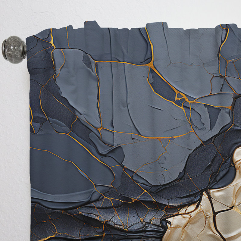 Minimalism Chrome Gold And Black Potteries II - Spirals Curtain - Velvet Room Darkening - 1 Panel, 52" W x 63" L