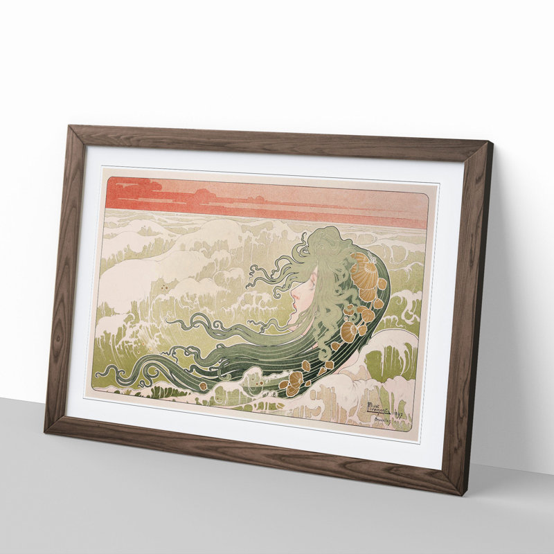 The Wave by Henri Privat-Livemont - Picture Frame Painting, Walnut, 27cm H x 36cm W x 2cm D
