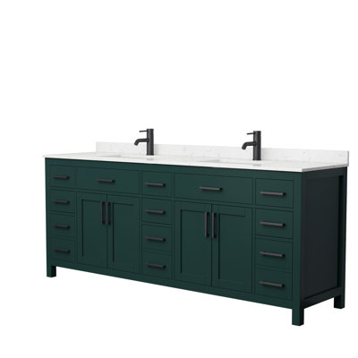 Meuble-lavabo double autoportant 84 po avec plateau en marbre Beckett