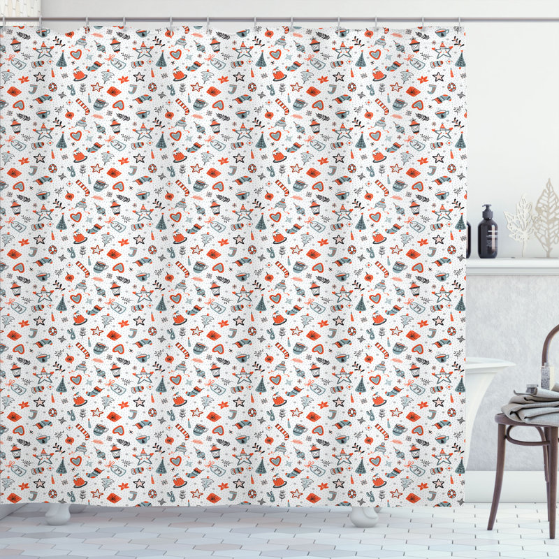 Ensemble de rideau de douche + crochets, H 69 po x l 105 po