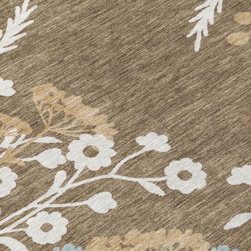 Machine Washable Indoor/Outdoor Chantille ACN2334 Floral Rug, Rectangle 1'8" x 2'6"