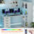 White Computer Desk With Tall Bookshelf, L Shaped Desk With Drawers & LED Lights Power Outlets,Corner Desk With File Cabinet,Home Office Gaming Desk,52''X31.5''X'63''