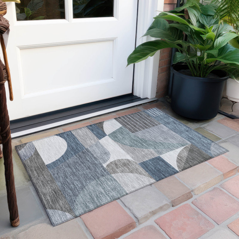 Tapis gris intérieur / extérieur lavable à la machine Cinead ACN1667, Rectangle 1 pi 8 po x 2 pi 6 po