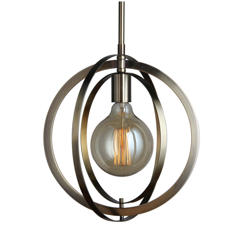 Luminaire sphère suspendu 1 lumières simple Heatherly, Laiton