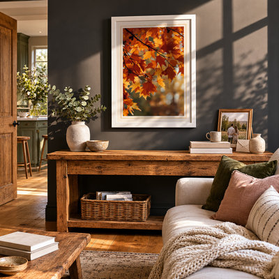Autumn Leaves in Gold Botanical - Framed Print
