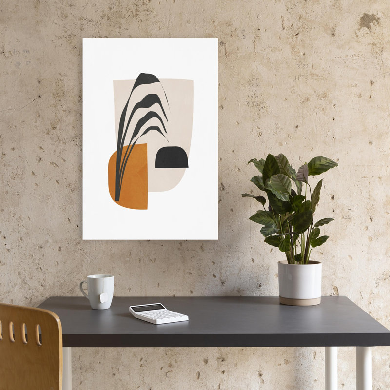 «Earthy Abstract Botanical Abstract», plante d'art géométrique contemporaine, 18" H x 12" W