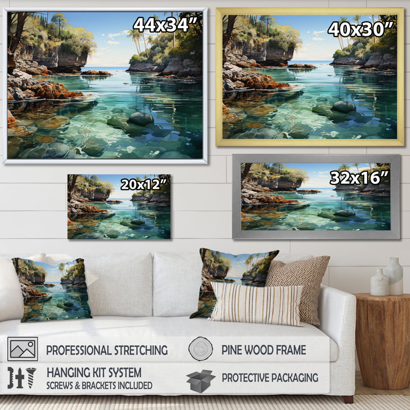 Bali Bliss Landscape III - impression, H 34 po x l 44 po x P 1,5 po, Cadre photo blanc
