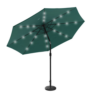 Parasol lumineux avec abat-jour inclinable 10 pi avec lumières solaires à DEL et base lestée 19 lb pour terrasse, jardin ou piscine par Pure Garden (vert forêt)