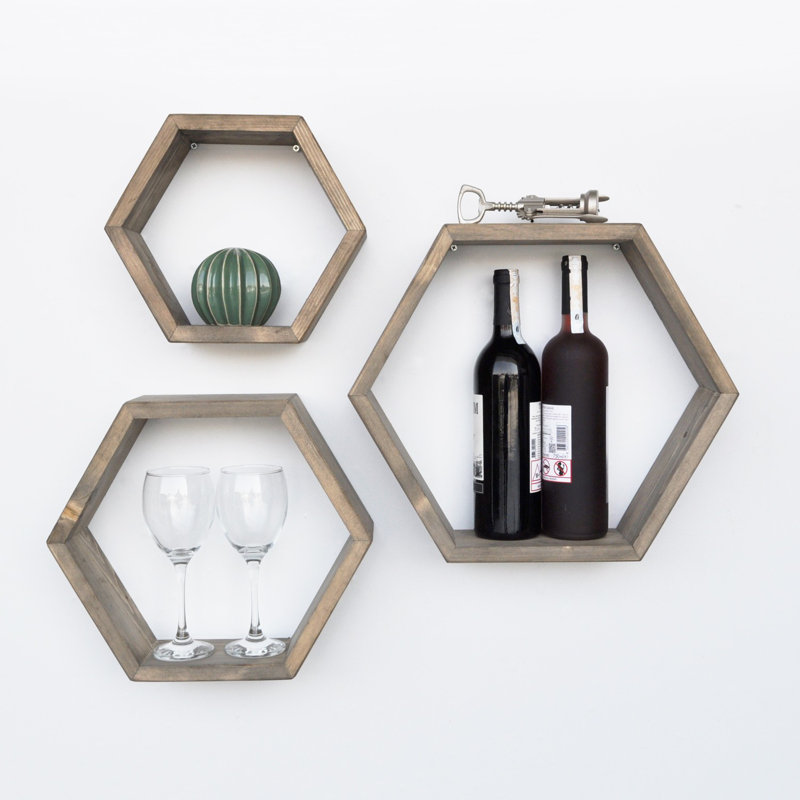Étagère d'appoint en bois massif 3 pièces Marianna