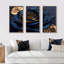 «Gilded Rose in Kings Blue III», reproduction de cadre flottant sur toile 3 pièces-401390691-401390685