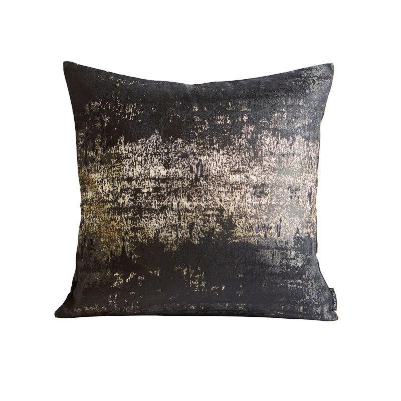Luxurious Black and Gold Velvet Jacquard Throw Pillow Cover 20" x 20"