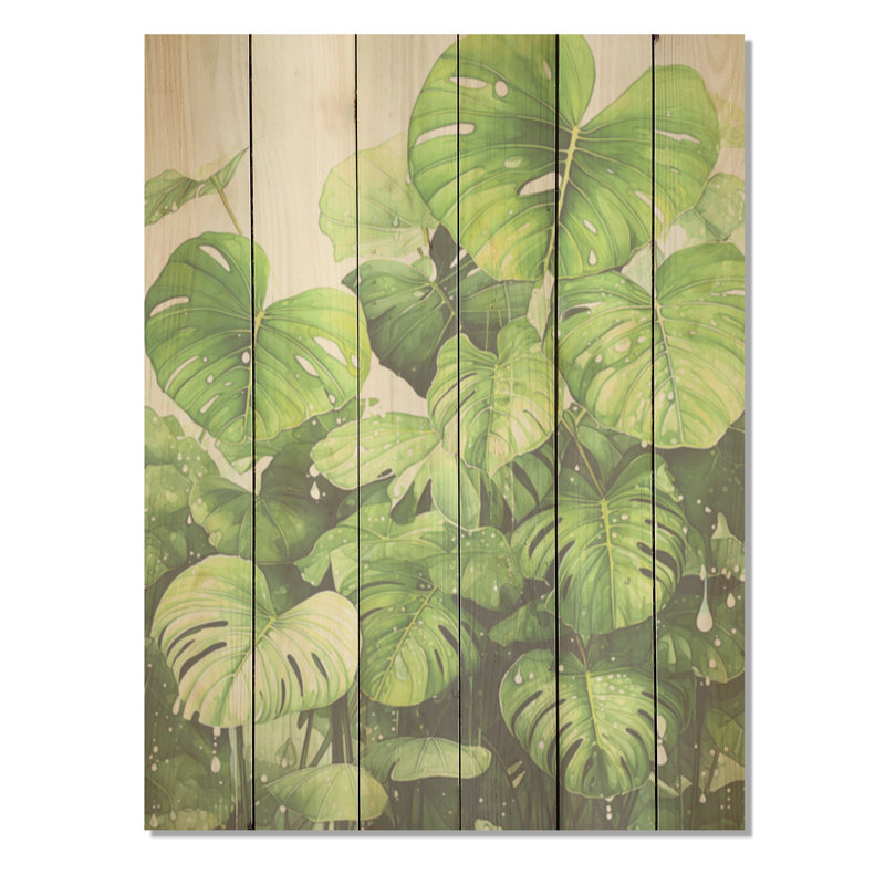 Plantes botaniques méticuleusement tropicales - Art sur bois de pin naturel, H 20 po x l 10 po