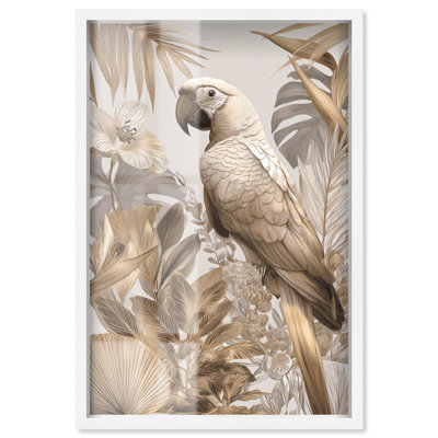 Décoration murale de cuisine Golden Macaw Shadowbox par Art Remedy, cadre blanc, 10 x 15