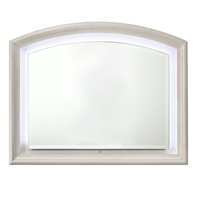 44"White Soft‑Antique White Arched LED Ambient Decor Mirror