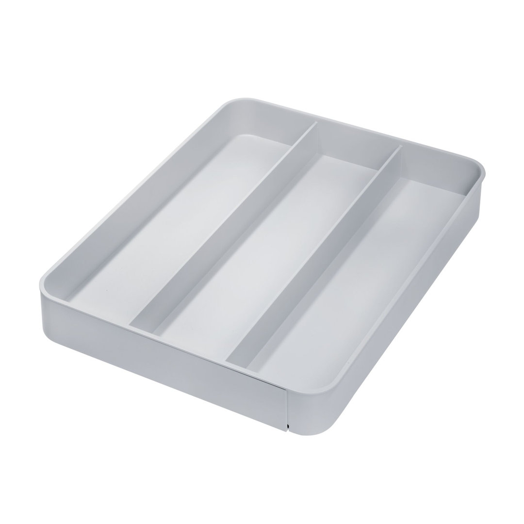 iDesign Eco Recycled Plastic Expandable Drawer Organizer Utensil Tray, Gray iDesign