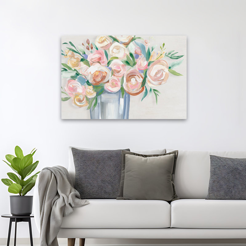 Fleurs et vase «Blissful Blooms Art», H 32 po x l 48 po