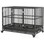 Cage métallique pour chien avec roues verrouillables et plateau amovible-1543389410