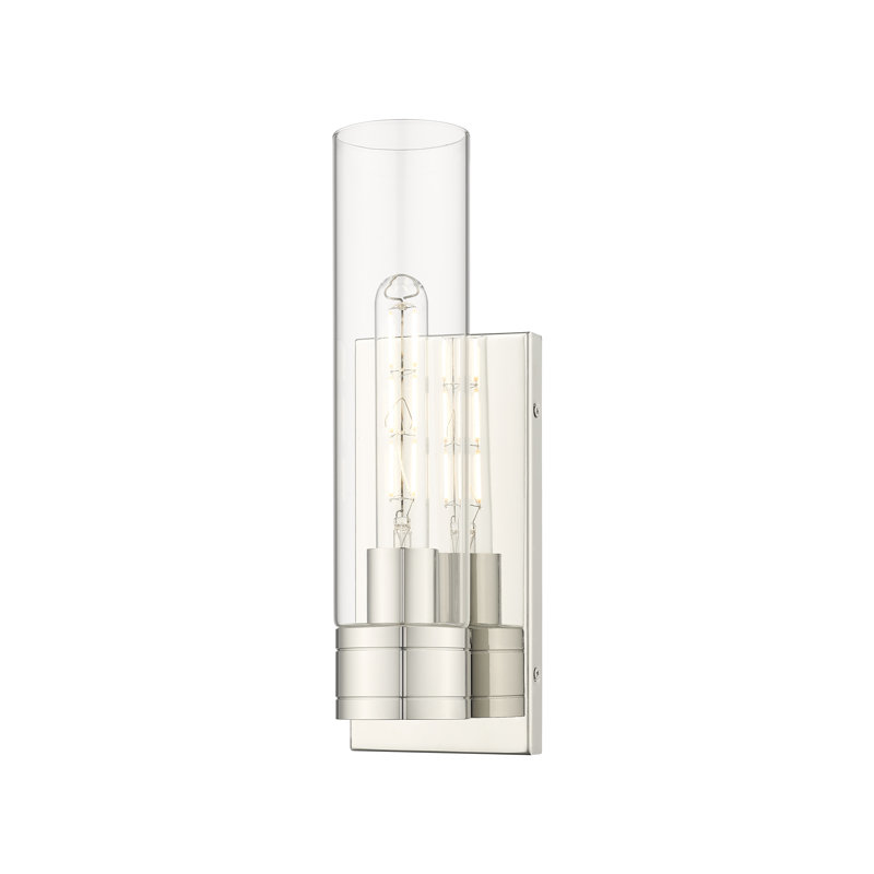 Ballston - Jaxson - 1 Light 5" Sconce with 11"H Shade, Polished Nickel, Striped White