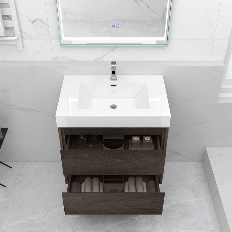 Ensemble de meuble-lavabo simple l 30 po Azden, Chêne fumé