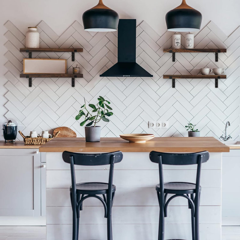 Ensemble de 4 étagères flottantes rustiques en bois pour décoration murale