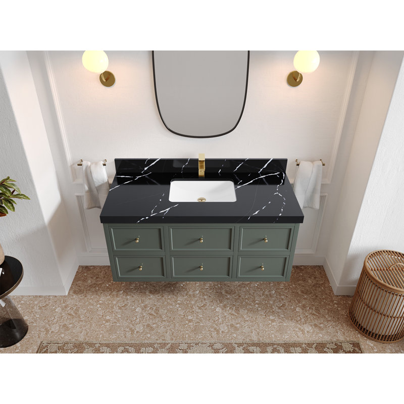 Ensemble de meuble-lavabo simple 48 po Roswell, Noir Calacatta