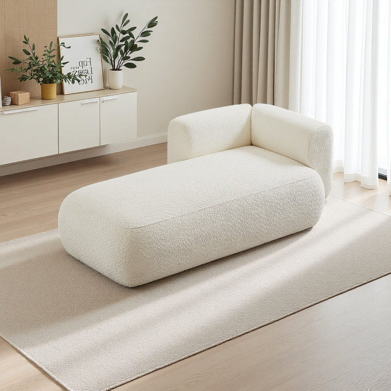 Méridienne Boucle Méridienne Fluffy, Orienté à gauche (vu de face), Crème, crème