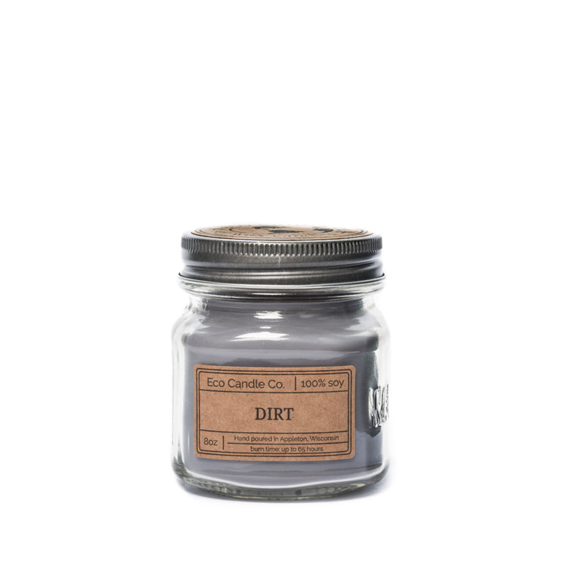 Dirt Scented Jar Candle with Glass Holder