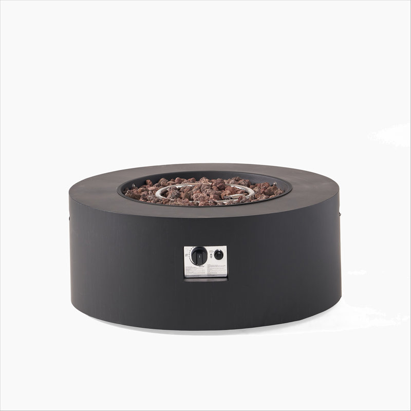 32" Patio 40,000 BTU Round Iron Propane Fire Pit, Dark Grey (Tank Cover not Included)