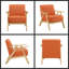 Fauteuil d'appoint en tissu rétro avec siège et dossier en bois massif rétro-222960398-222960396