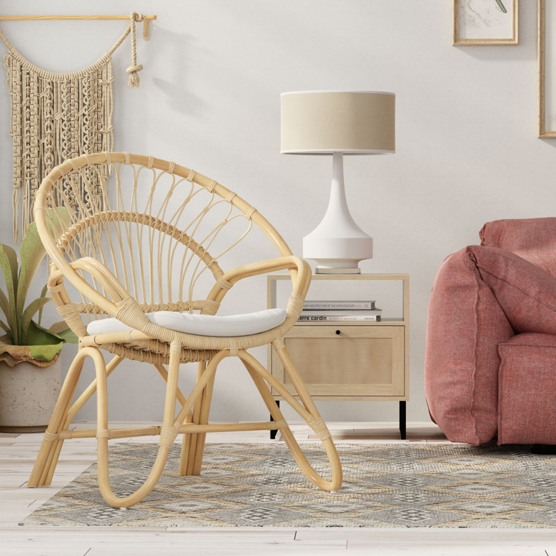 Fauteuil Papasan en polyester 39 po Pavie, Naturel