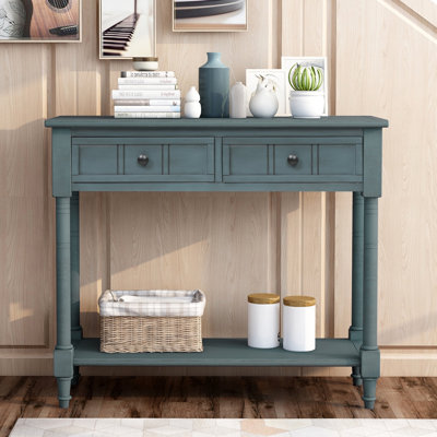 Ethan Console Table with Two Drawers & Bottom Shelf