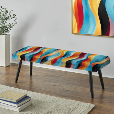 Banc rayé noir rembourré